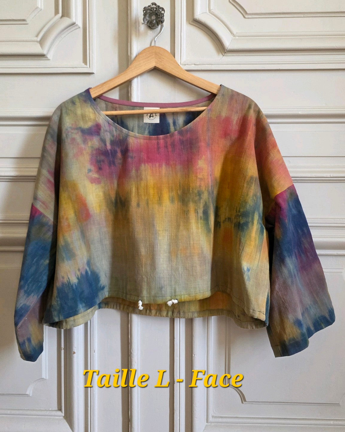 Face de la blouse Patines en lin coton tie & dye, taille L.