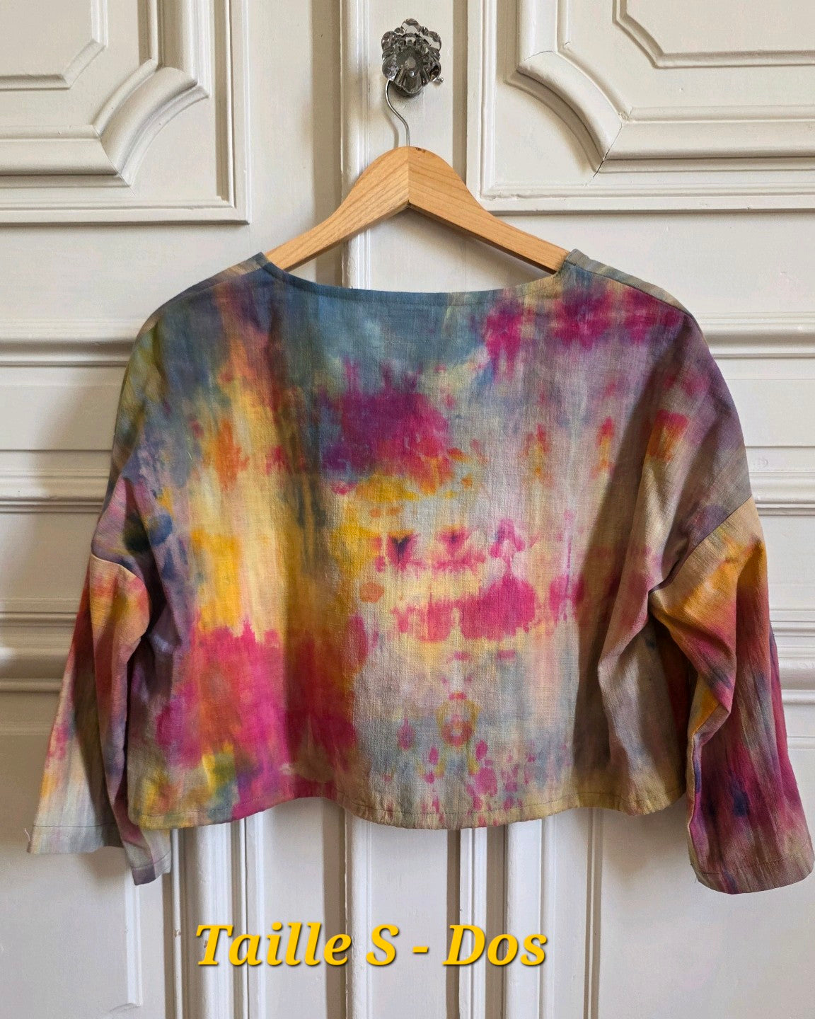 Dos de la blouse Patines en lin coton tie & dye, taille S.