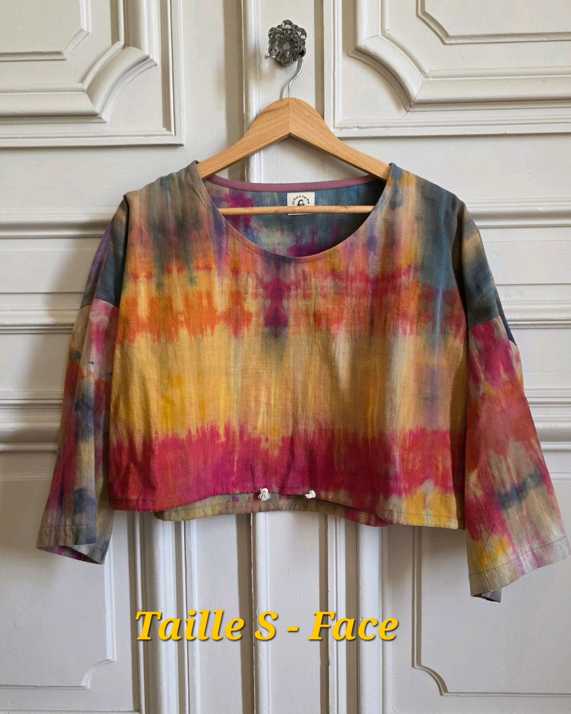 Face de la blouse Patines en lin coton tie & dye, taille S.