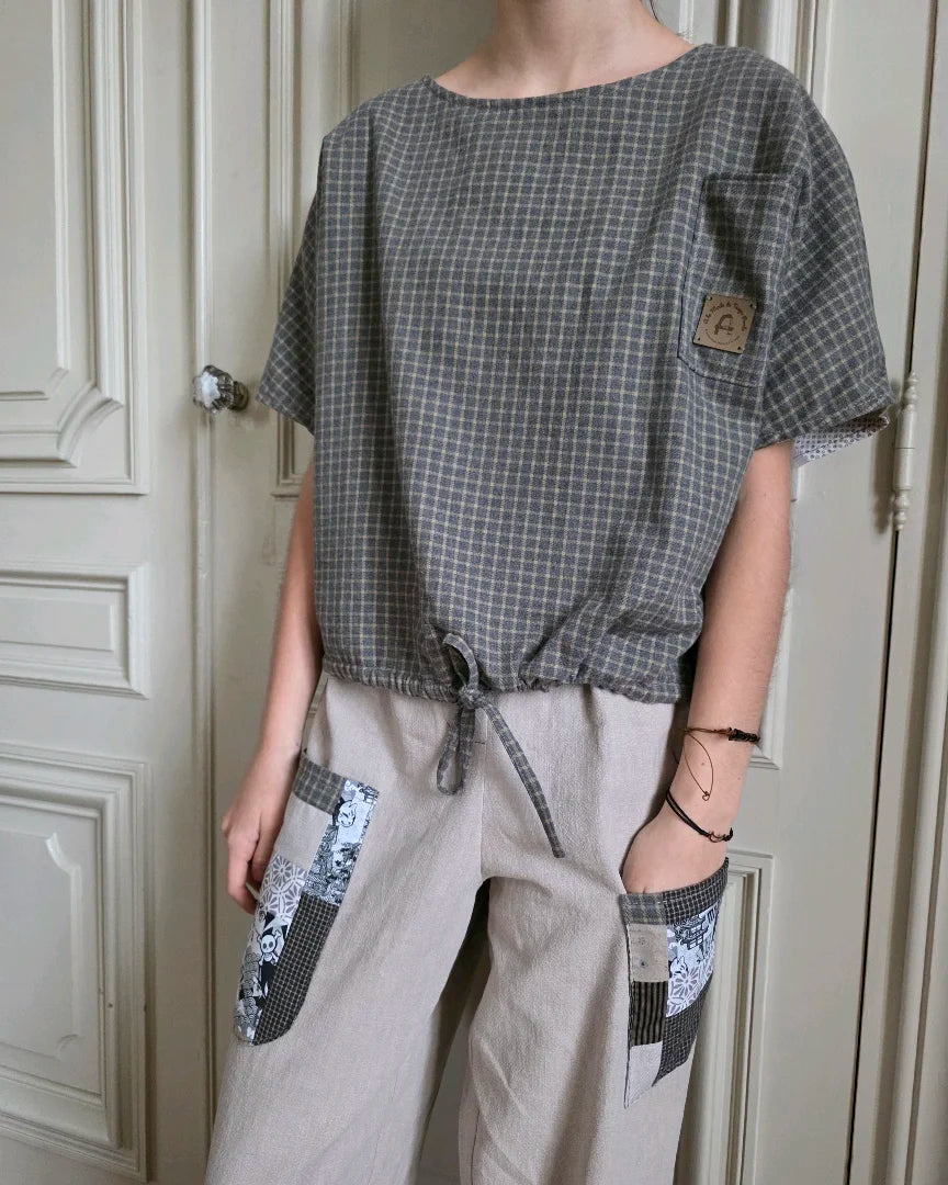 Blouse réversible femme en coton – face unie – coupe souple