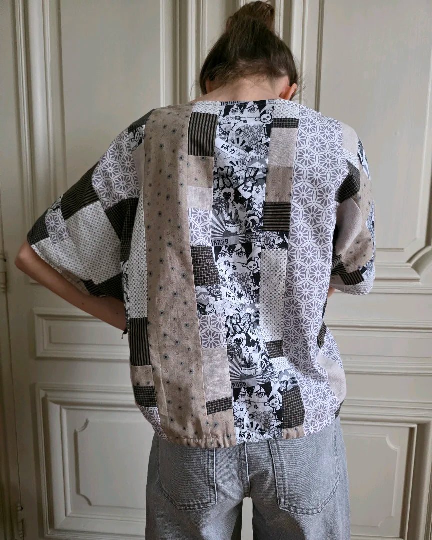 Vue de dos de la Blouse réversible femme en coton Variations,  Ma. Opus I 