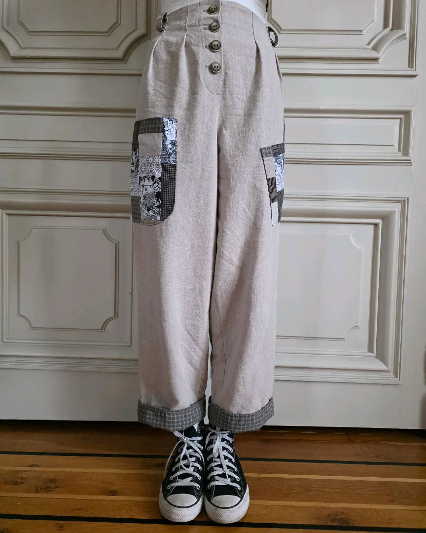 Pantalon femme en lin structuré – porté – Variations Ma Opus I