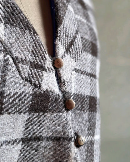 bolero irmgard harris tweed gris detail boutons bois vintage bridesbrodees main artisanales piece unique