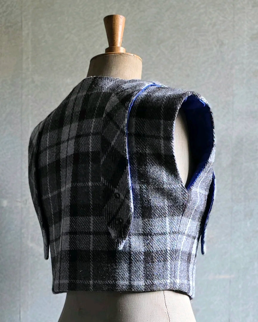 bolero pris harris tweed vue trois quarts dos doublure soie gots visible