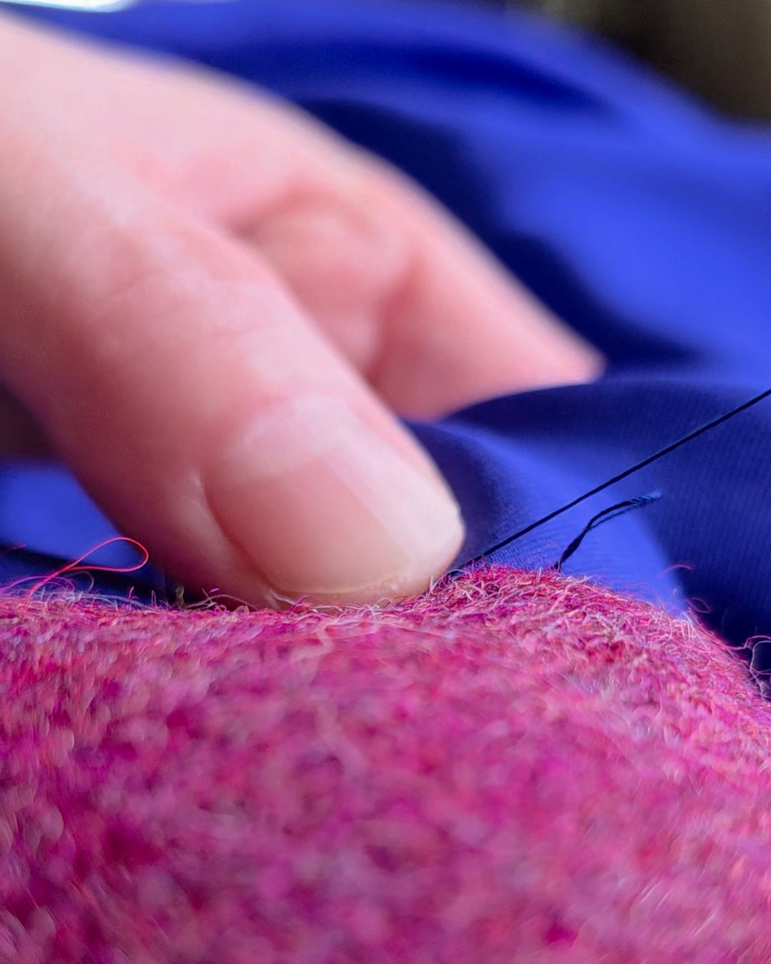 Finitions couture main intérieur veste Harris Tweed soie Albertine