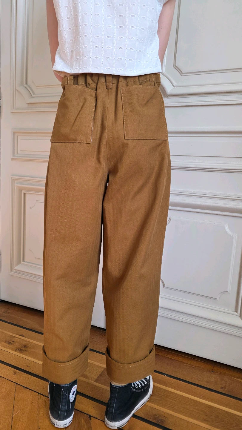 pantalon lin coton taille haute variations alize modele 1 porte vue de dos