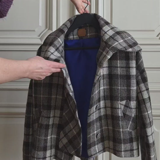 veste femme harris tweed luba presentee sur cintre doublure soie visible