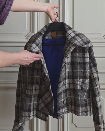 veste femme harris tweed luba presentee sur cintre doublure soie visible