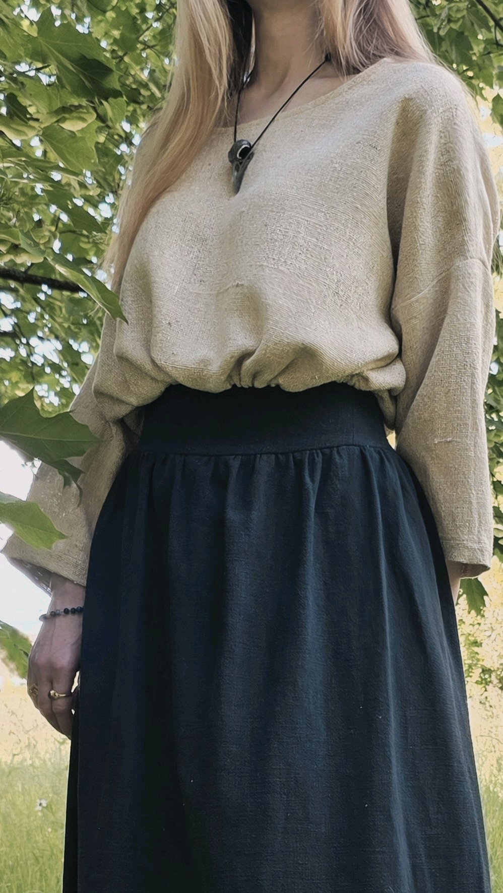 Blouse Salines en bourette de soie naturelle avec volume blousant et taille ajustable 