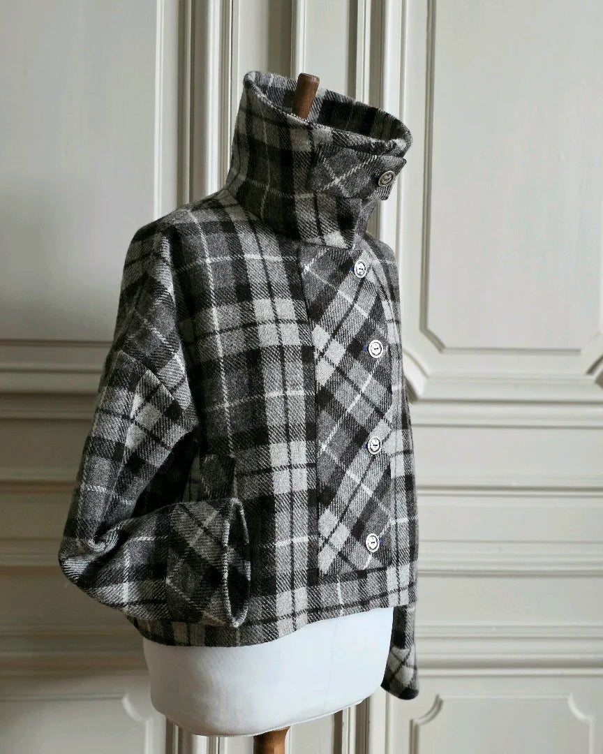 veste femme luba harris tweed et soie col montant ferme