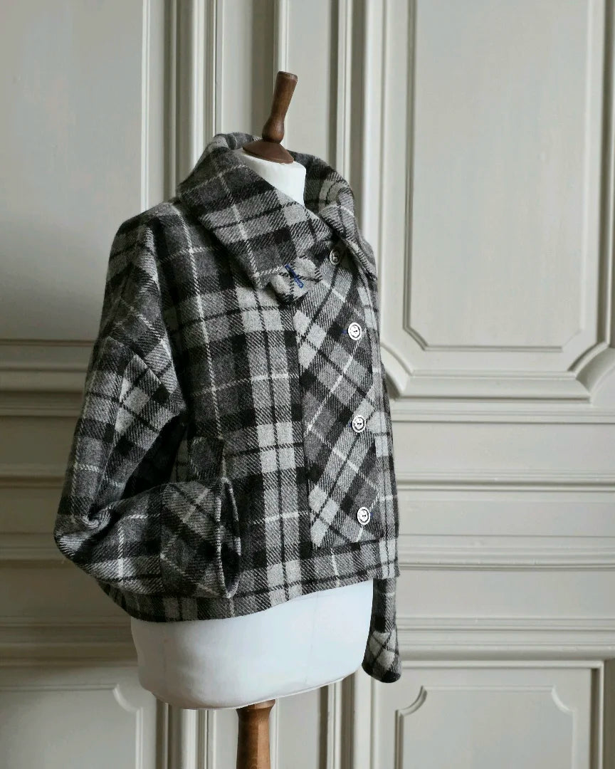 veste luba harris tweed col ouvert vue de trois quarts